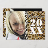 Zebra Leopard Print, Afstuderen aankondiging (Voorkant / Achterkant)