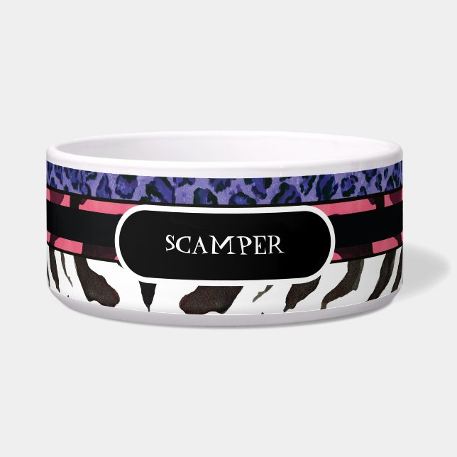 Zebra Leopard print grote honden Voerbakje (Voorkant)