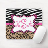 Zebra Leopard Print Persoonlijk Monogram Muismat (Met muis)