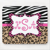 Zebra Leopard Print Persoonlijk Monogram Muismat (Voorkant)
