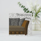 Zebra Leopard Sofa Damask Housewarming Party Kaart (Staand voorkant)