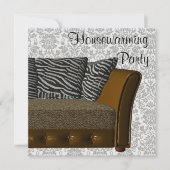 Zebra Leopard Sofa Damask Housewarming Party Kaart (Voorkant)