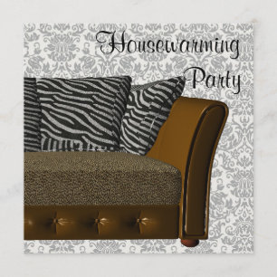 Zebra Leopard Sofa Damask Housewarming Party Kaart