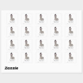 Zebra Library Book Baby shower Vierkante Sticker (Vel)