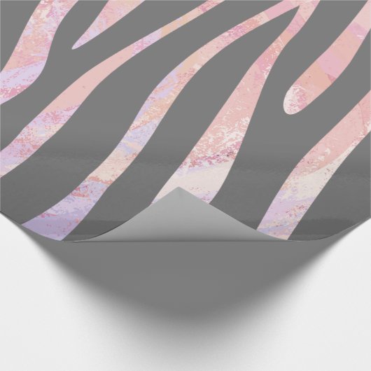 Zebra Licht grijs en roze afdrukken Cadeaupapier (Hoek)