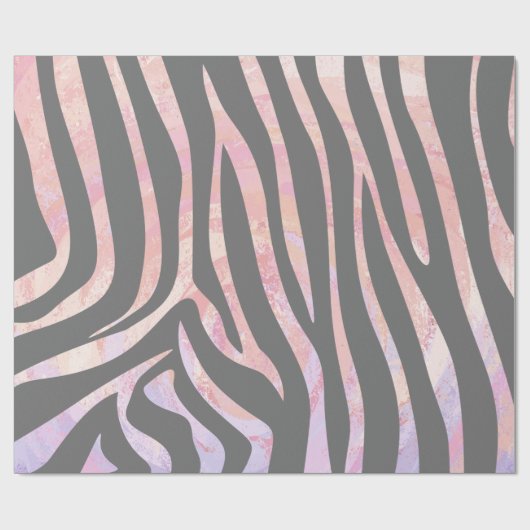 Zebra Licht grijs en roze afdrukken Cadeaupapier (Vlak)
