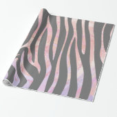 Zebra Licht grijs en roze afdrukken Cadeaupapier (Uitgerold)