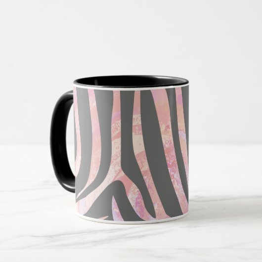 Zebra Licht grijs en roze afdrukken Mok (Voorkant links)