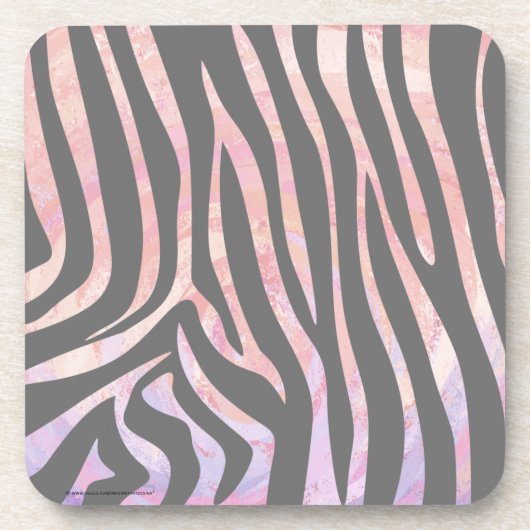 Zebra Licht grijs en roze afdrukken Onderzetter (Voorkant)