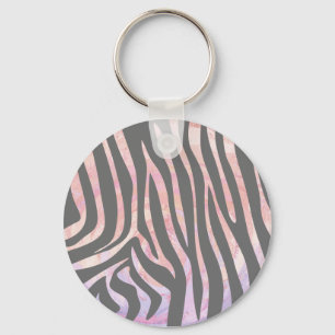 Zebra Licht grijs en roze afdrukken Sleutelhanger