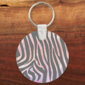 Zebra Licht grijs en roze afdrukken Sleutelhanger (Voorkant)
