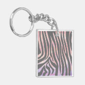 Zebra Licht grijs en roze afdrukken Sleutelhanger (Voorkant Links)