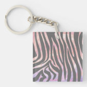 Zebra Licht grijs en roze afdrukken Sleutelhanger (Voorkant)