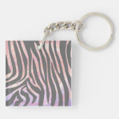 Zebra Licht grijs en roze afdrukken Sleutelhanger (Achterkant)