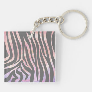Zebra Licht grijs en roze afdrukken Sleutelhanger