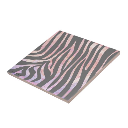 Zebra Licht grijs en roze afdrukken Tegeltje (Zijkant)