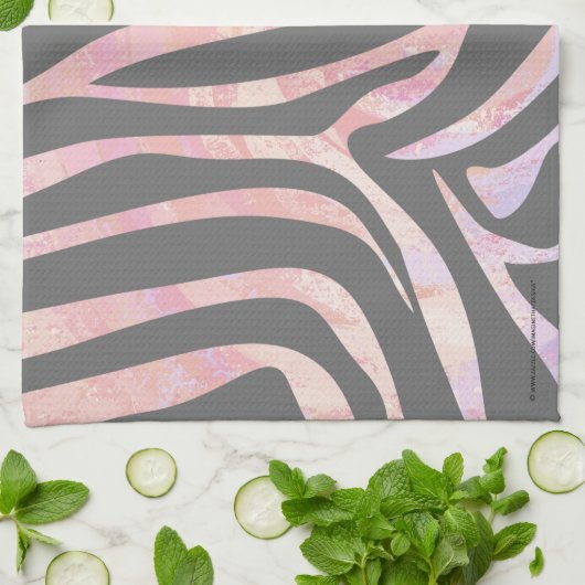 Zebra Licht grijs en roze afdrukken Theedoek (Gevouwen)
