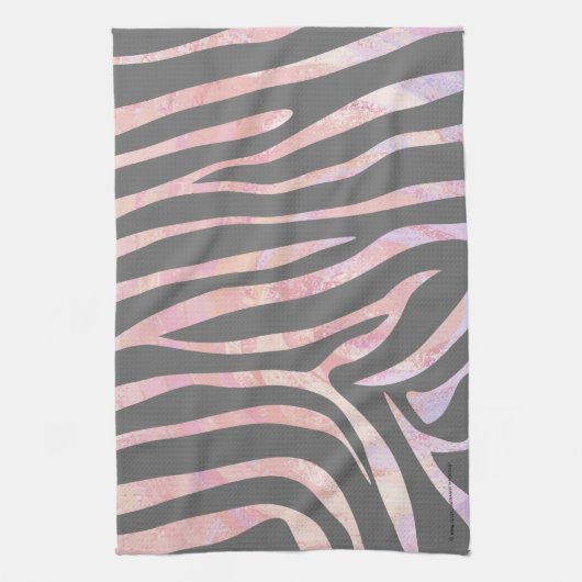Zebra Licht grijs en roze afdrukken Theedoek (Verticaal)