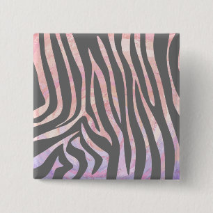 Zebra Licht grijs en roze afdrukken Vierkante Button 5,1 Cm