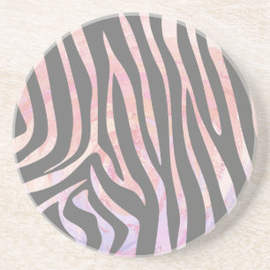Zebra Licht grijs en roze afdrukken Zandsteen Onderzetter