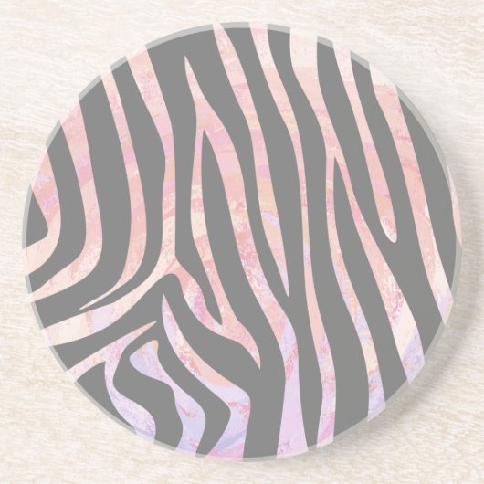 Zebra Licht grijs en roze afdrukken Zandsteen Onderzetter (Voorkant)