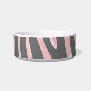 Zebra Lichtgrijs en Roze Print Voerbakje