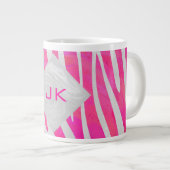 Zebra Lichtroze en Wit met Monogram Grote Koffiekop (Voorkant rechts)