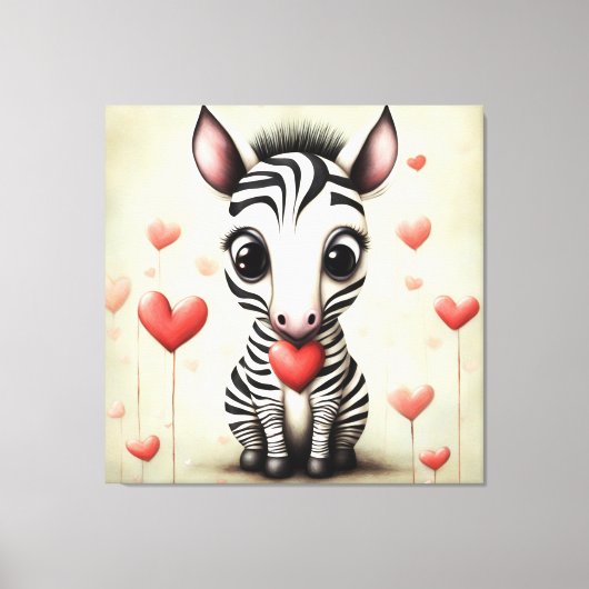 Zebra Liefde 1 Canvas Afdruk (Voorkant)