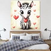 Zebra Liefde 1 Canvas Afdruk (Insitu (Slaapkamer))