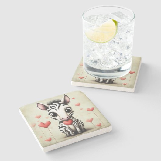 Zebra Liefde 1 Stenen Onderzetter (Zijkant)