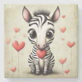 Zebra Liefde 1 Stenen Onderzetter (Voorkant)