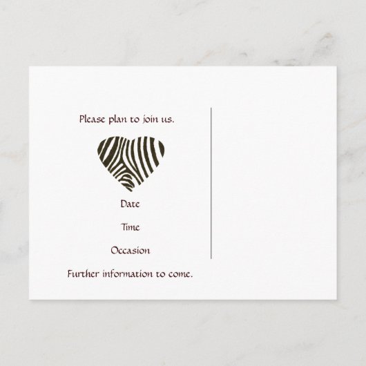 Zebra Liefde Bewaar de datum Aankondigingskaart (Achterkant)
