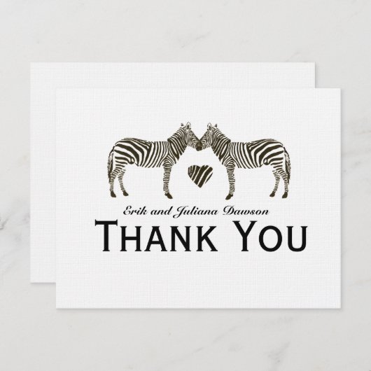 Zebra Liefde gepersonaliseerd bedankje Kaart (Voorkant / Achterkant)
