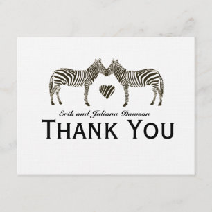 Zebra Liefde gepersonaliseerd bedankje Kaart