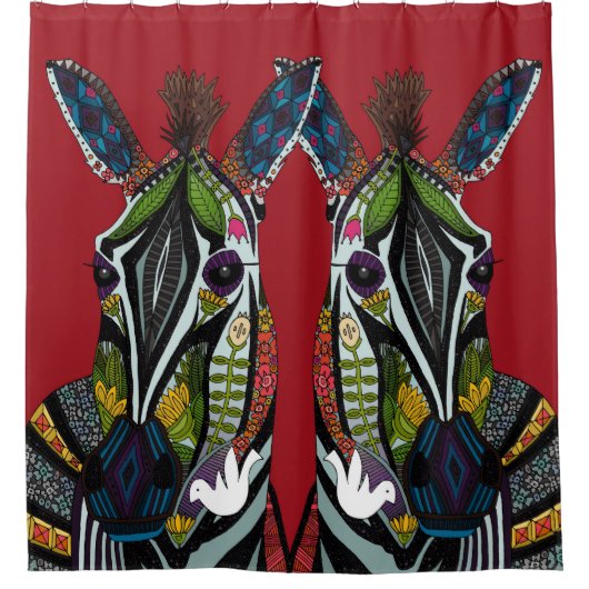 zebra liefde rood douchegordijn (Voorkant)