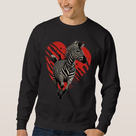 Zebra Liefdeshart voor Valentijnsdag op Zebra 4 Trui (Voorkant)