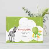 Zebra Lijst Birthday Party Invitation Kaart (Staand voorkant)