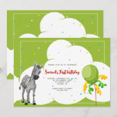 Zebra Lijst Birthday Party Invitation Kaart (Voorkant / Achterkant)