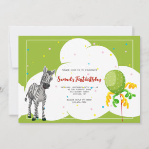 Zebra Lijst Birthday Party Invitation Kaart