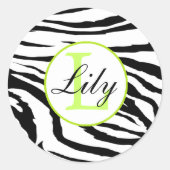 Zebra Limoen Monogram Naam Sticker (Voorkant)