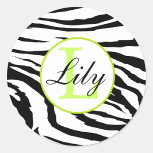 Zebra Limoen monogram naam sticker