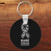 Zebra lintbewustzijn Zelden voorkomende ziekte Min Sleutelhanger (Voorkant)