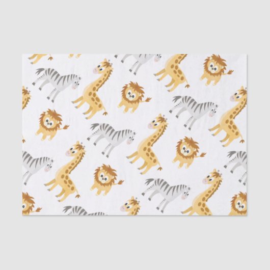 Zebra Lion en Giraffe Kute Baby Animals Tissuepapier (Voorkant)