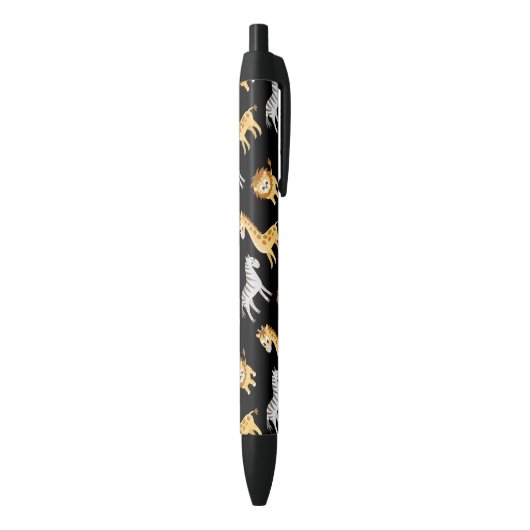 Zebra Lion en Giraffe Kute Baby Animals Zwarte Inkt Pen (Achterkant (Verticaal))