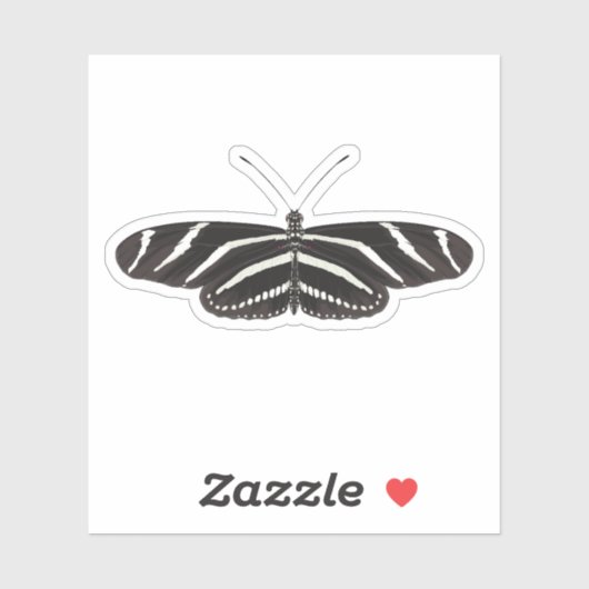 Zebra longwing of zebra heliconian Butterfly Sticker (Vel)