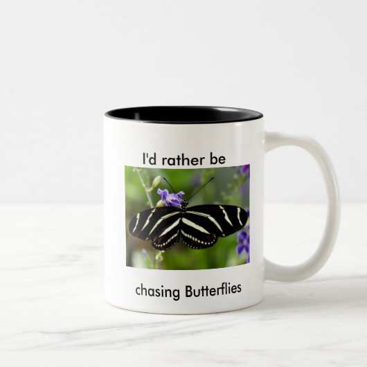Zebra Longwing Vlinder Mok. Tweekleurige Koffiemok (Rechts)