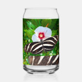 Zebra longwing vlinder op een Hibiscus Red Blikvorm Glas (Voorkant)