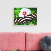 Zebra longwing vlinder op een Hibiscus Red Heart Canvas Afdruk (Insitu (Woonkamer))