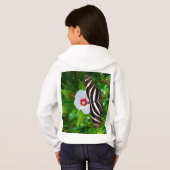 Zebra longwing vlinder op een Hibiscus rood T-shir (Achterkant volledig)