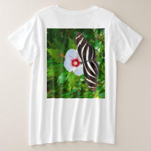 Zebra longwing vlinder op een Hibiscus rood T-shir Grote Maat T-shirt